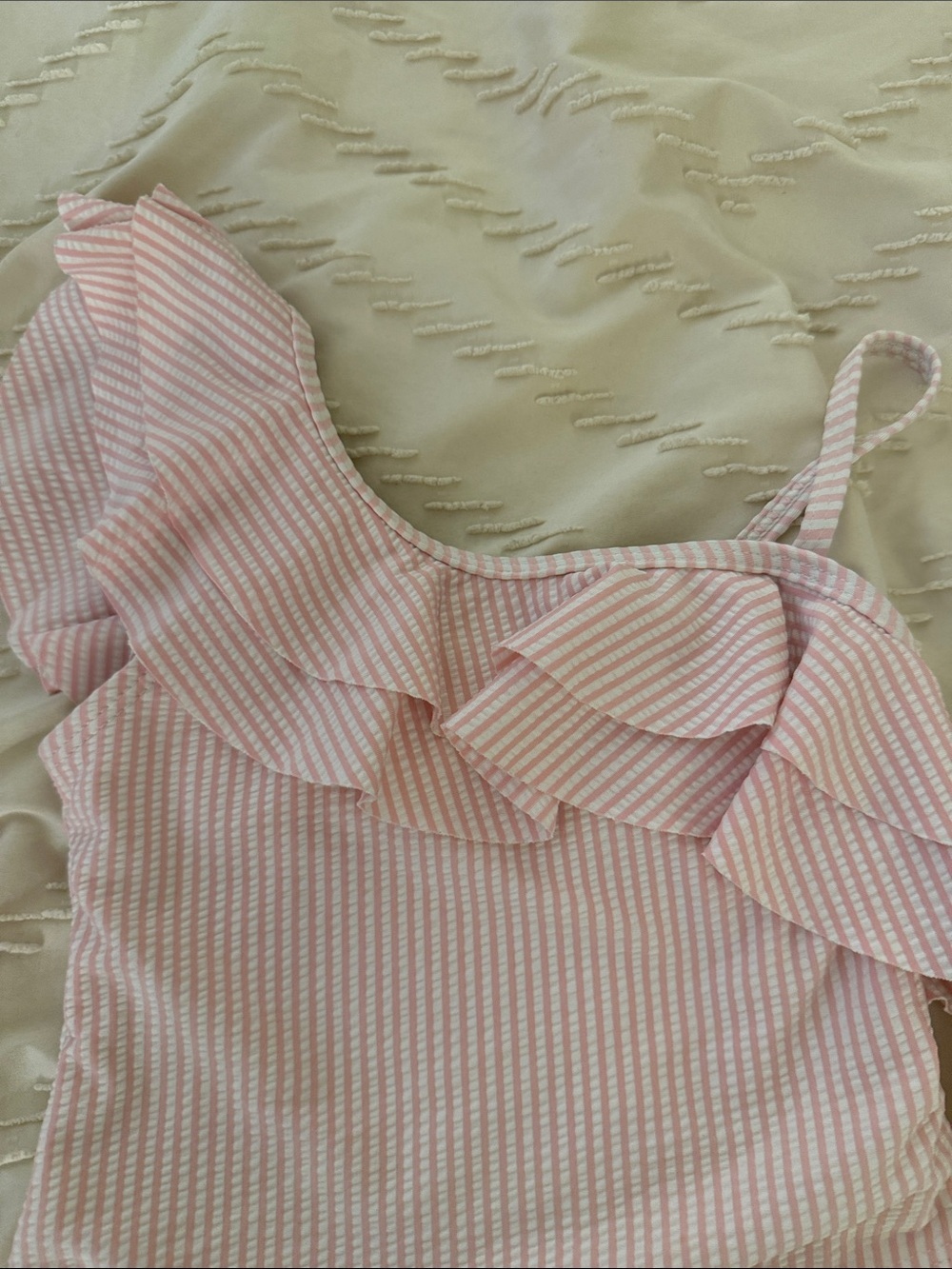 Pink One-Shoulder Ruffle One-Piece Swimsuit - Picture 2 of 4